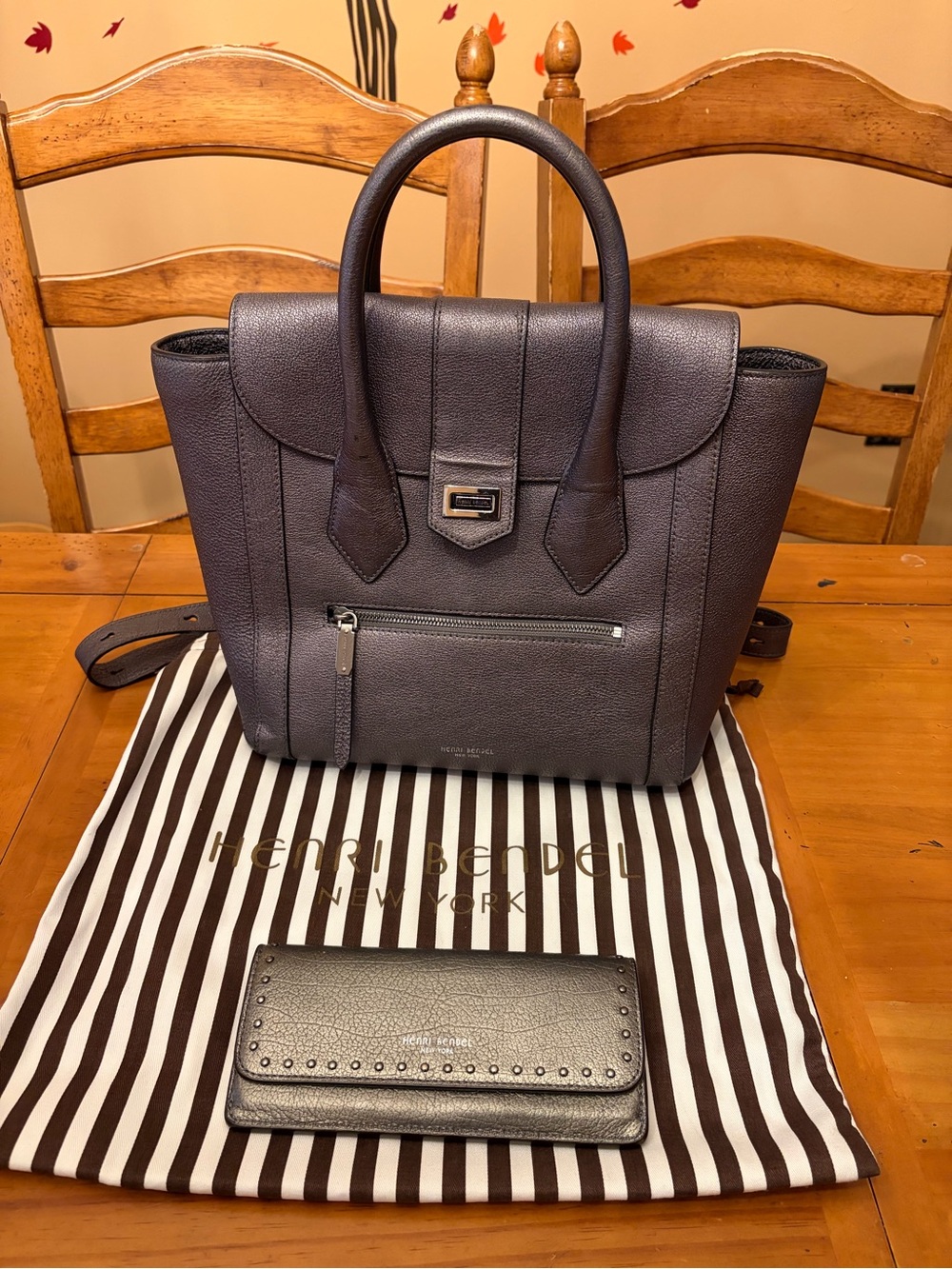 🔥Henri Bendel Rivington Convertible Flap Backpack and studded wallet combo🔥